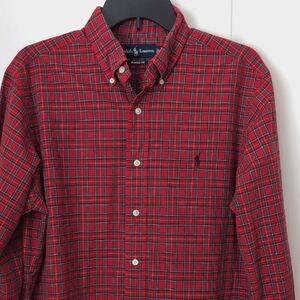 Ralph Lauren Red Plaid Button Down Shirt. Size 16 Neck. 34/35
